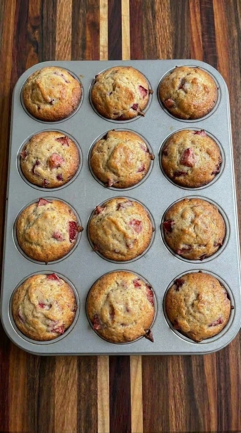 baked strawberry muffins