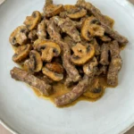 creamy beef stroganoff with tender beef and mushrooms