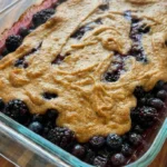 homemade blackberry cobbler with golden topping