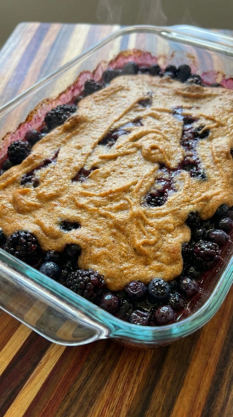 homemade blackberry cobbler with golden topping