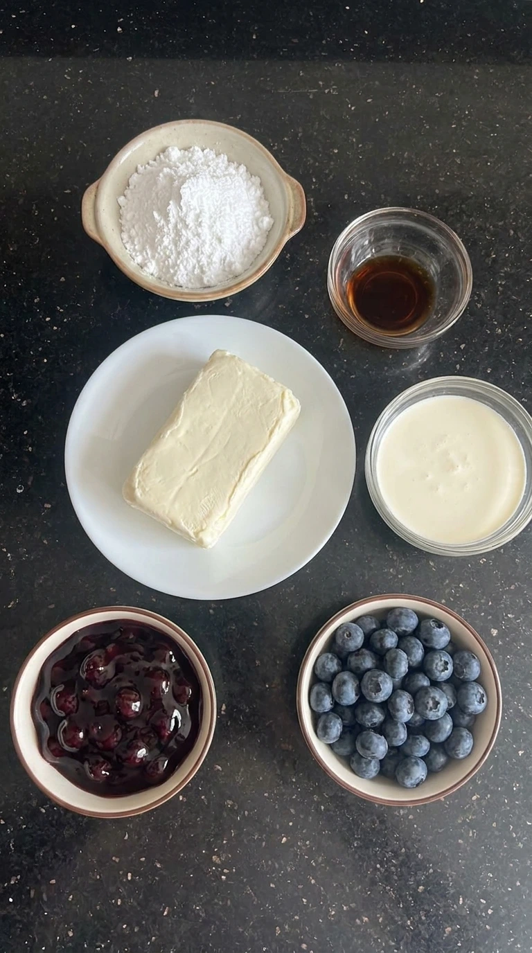 ingredients for blueberry cheesecake dip