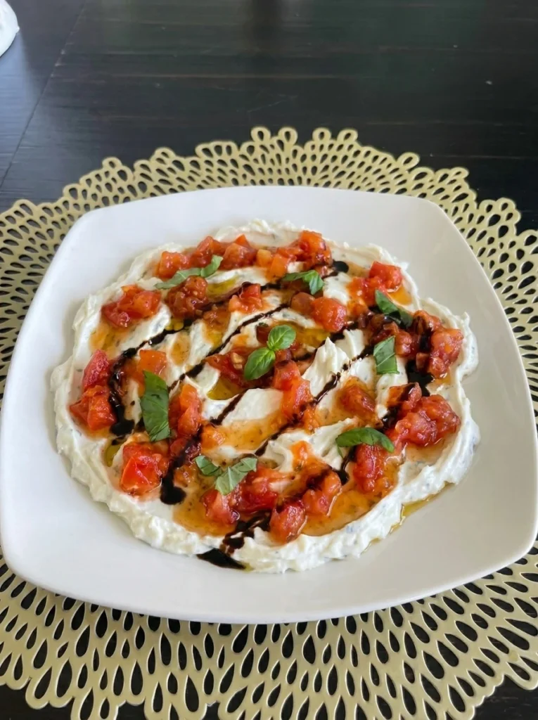 Boursin Bruschetta Dip with tomatoes and balsamic