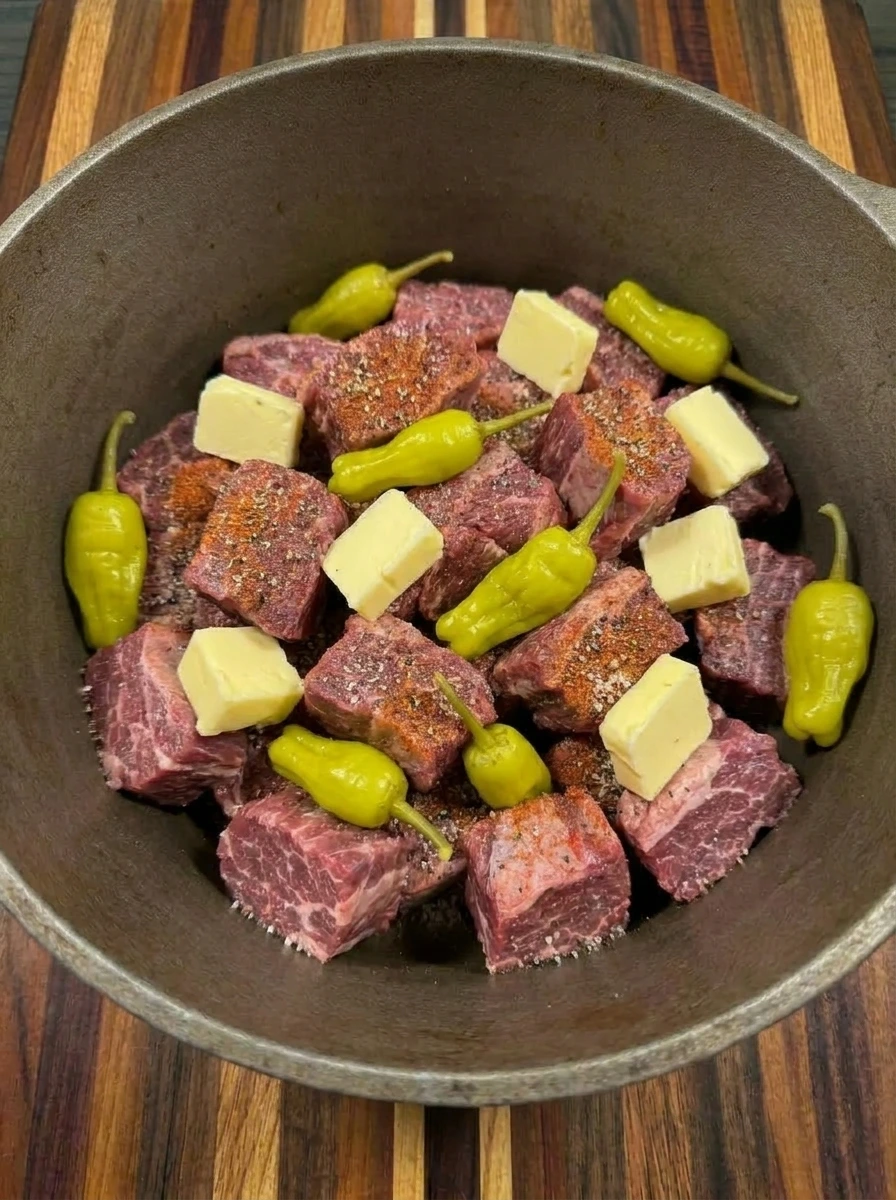 beef with butter and peppers