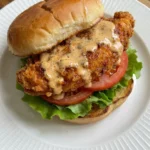 Cajun Crispy Chicken Sandwich with golden coating