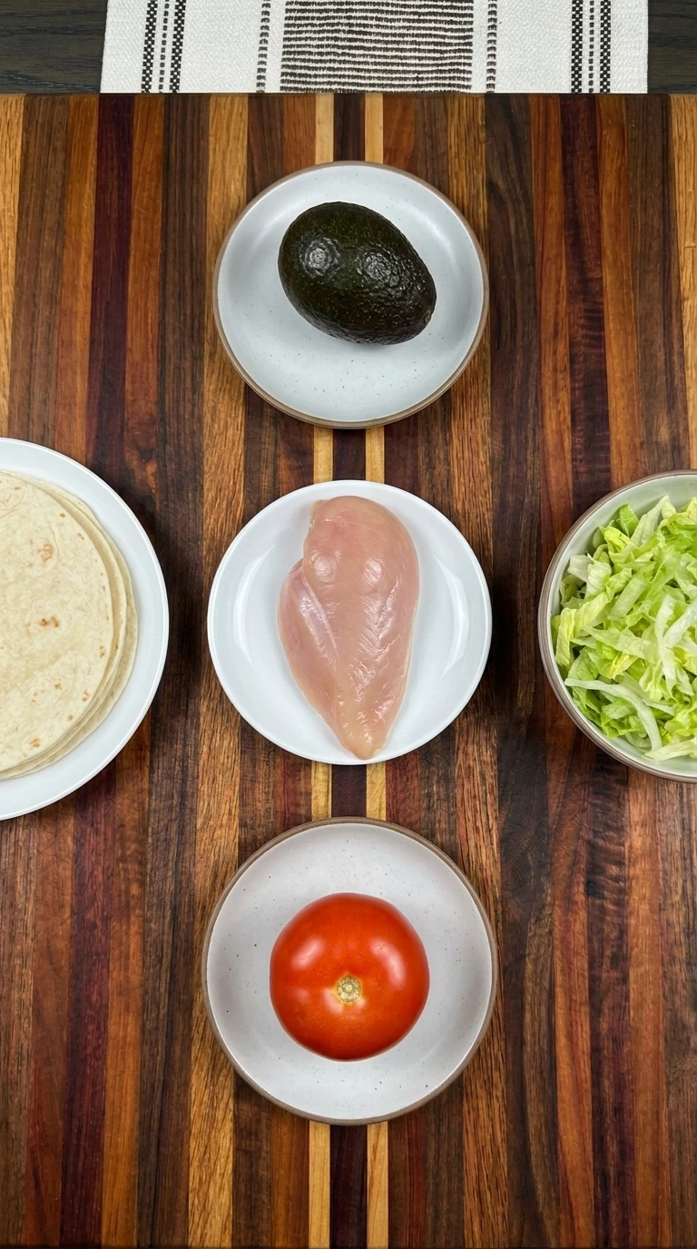 Ingredients for Chicken Avocado Wrap