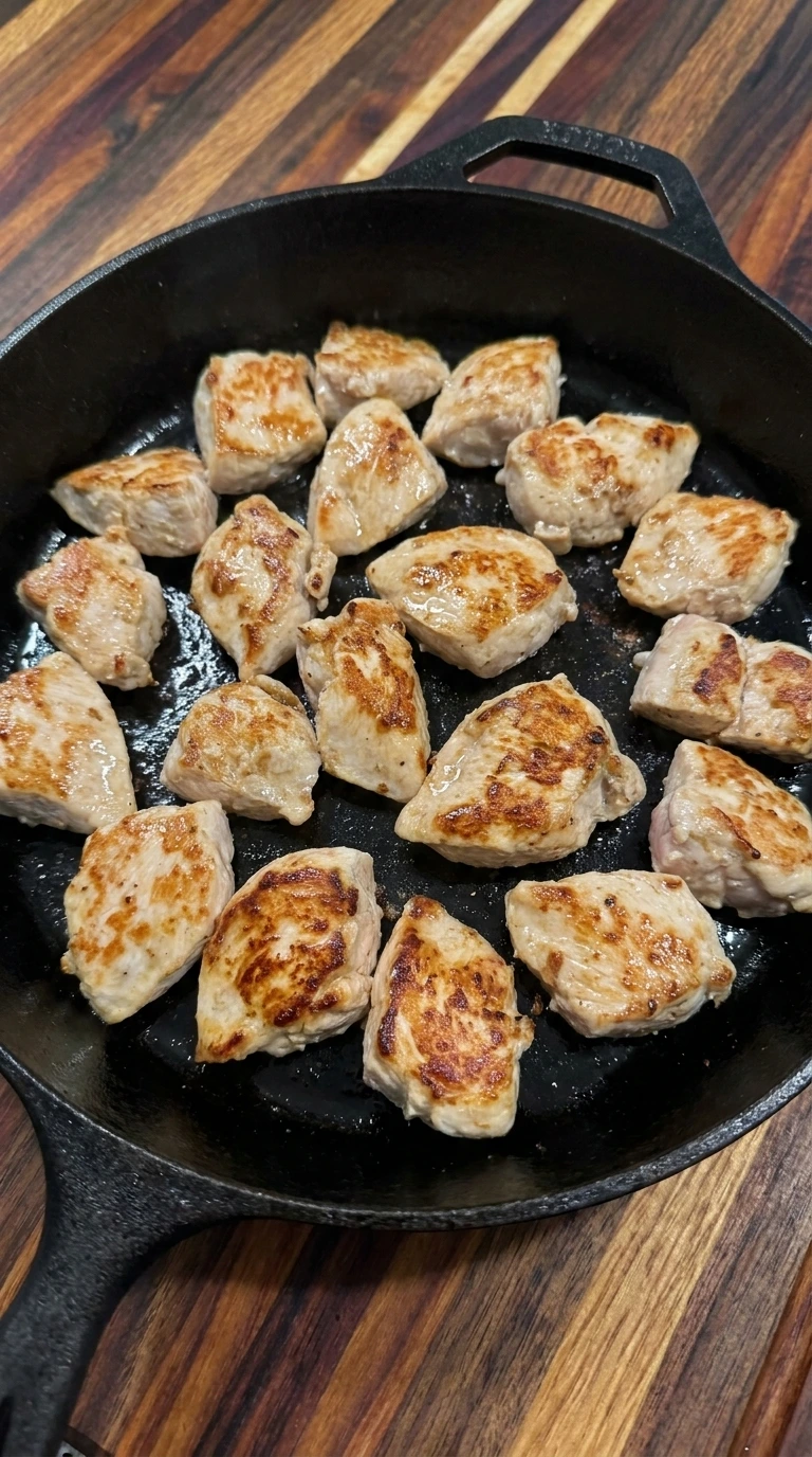 Chicken pieces browning
