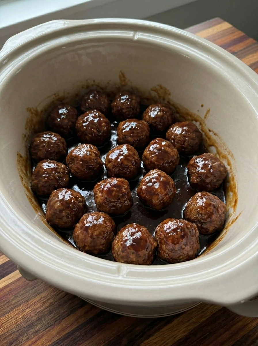 Cooked honey BBQ meatballs