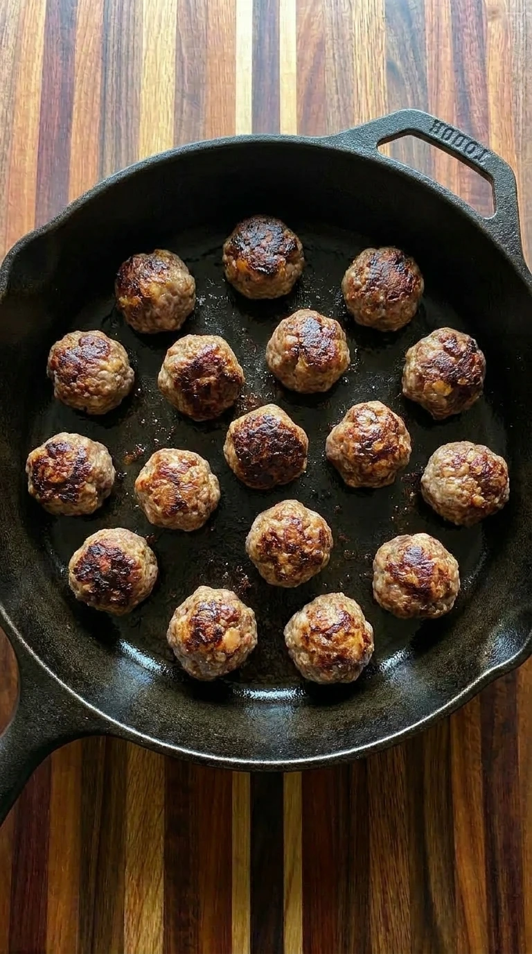 Cooking meatballs browning