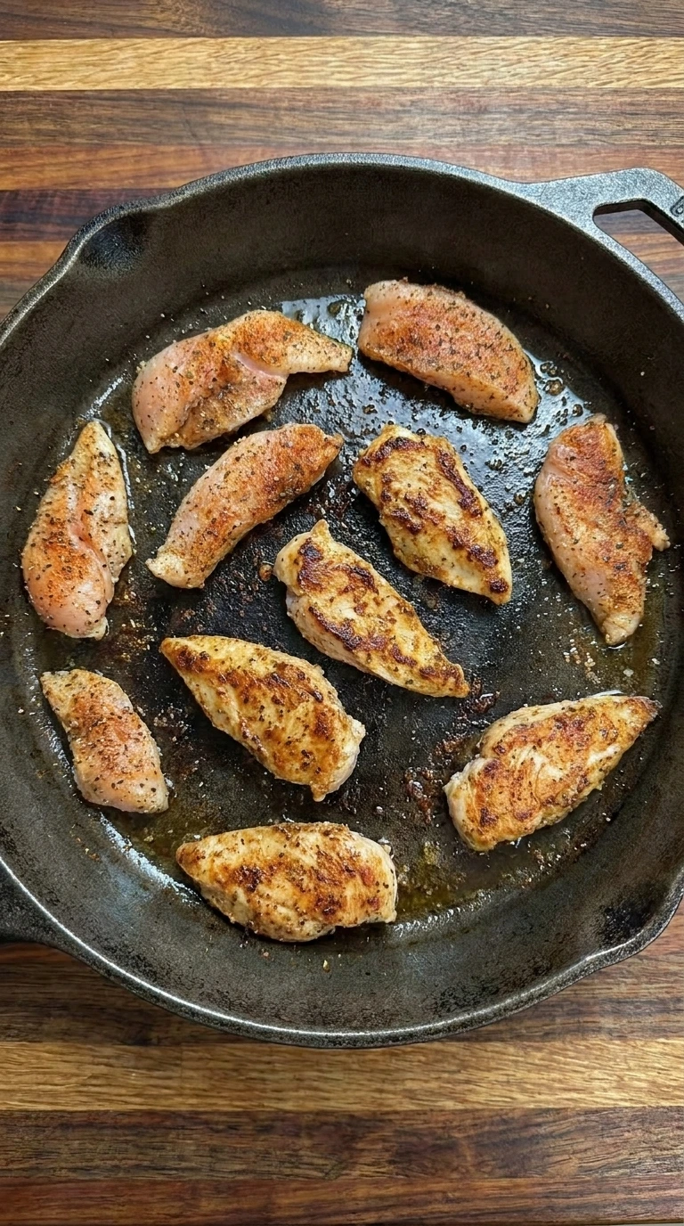 Cooked chicken strips