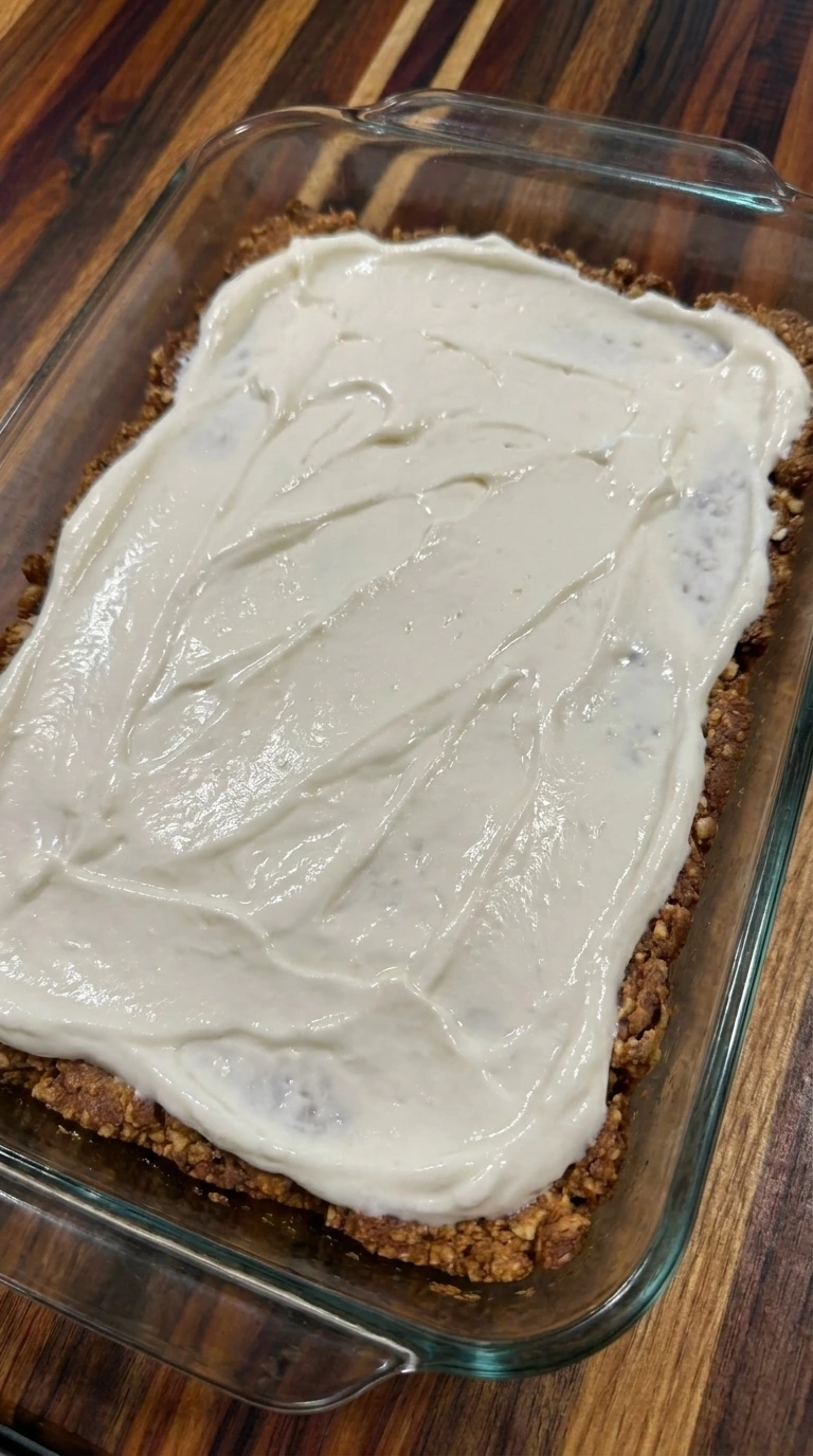 Cream cheese layer over crust