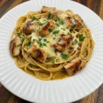 Crockpot Chicken Spaghetti creamy cheesy pasta