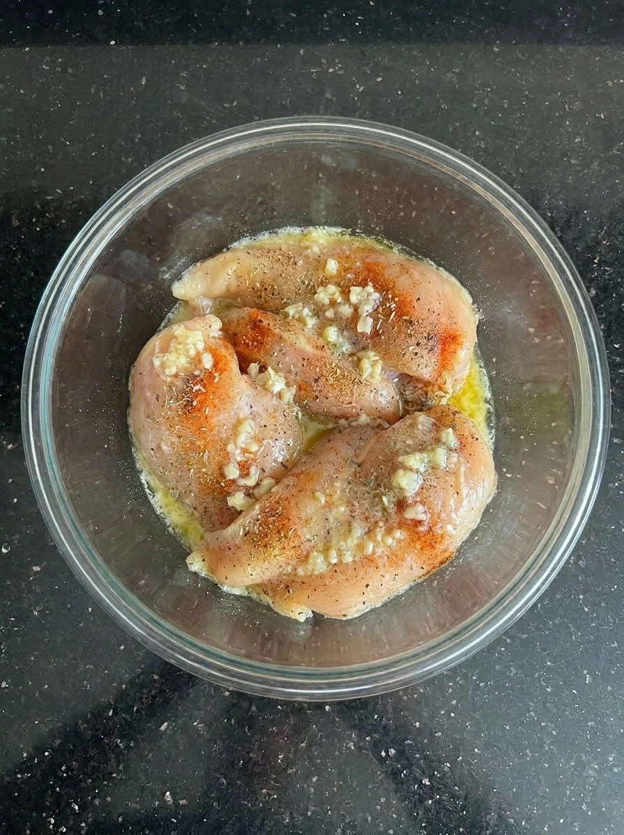 Chicken coated in garlic butter