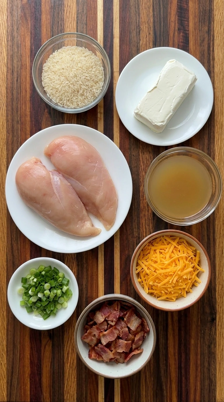 Ingredients for crockpot crack chicken and rice