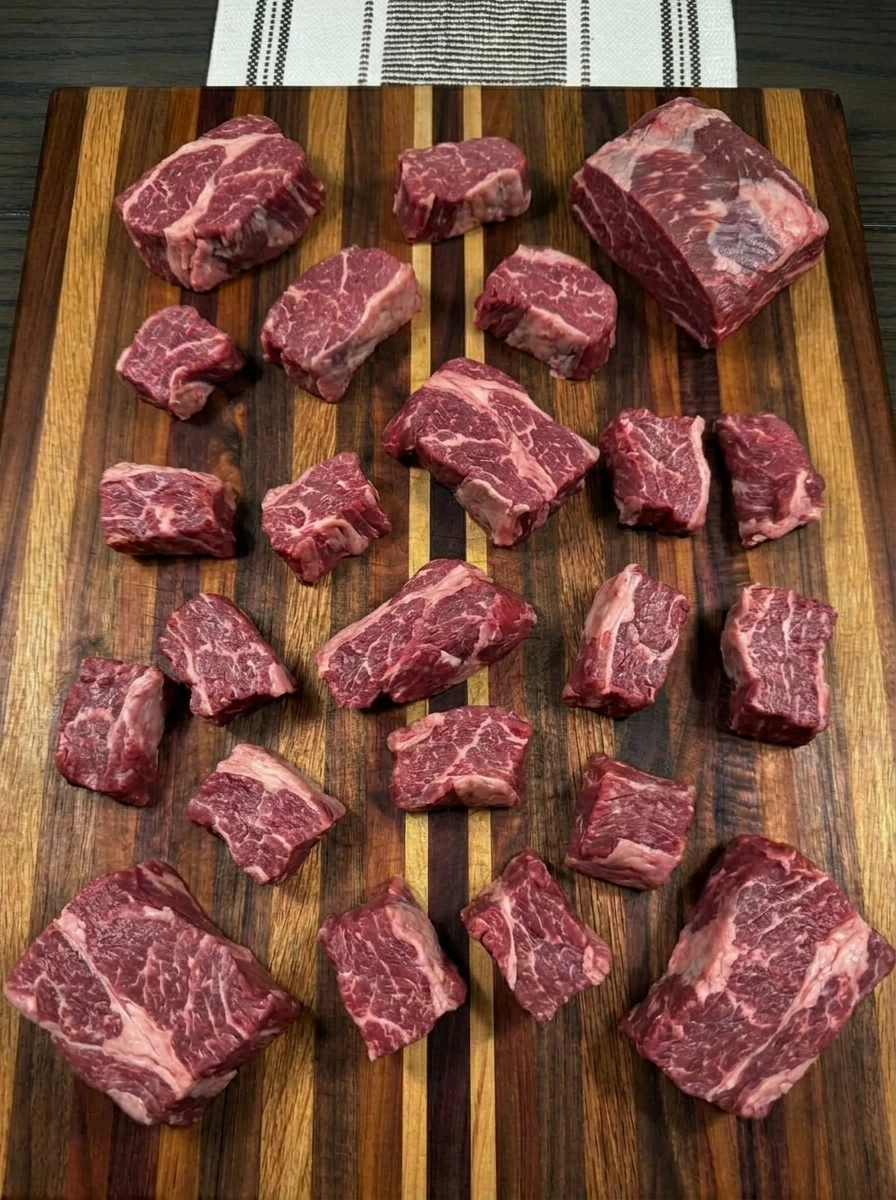 cut beef into steak bites