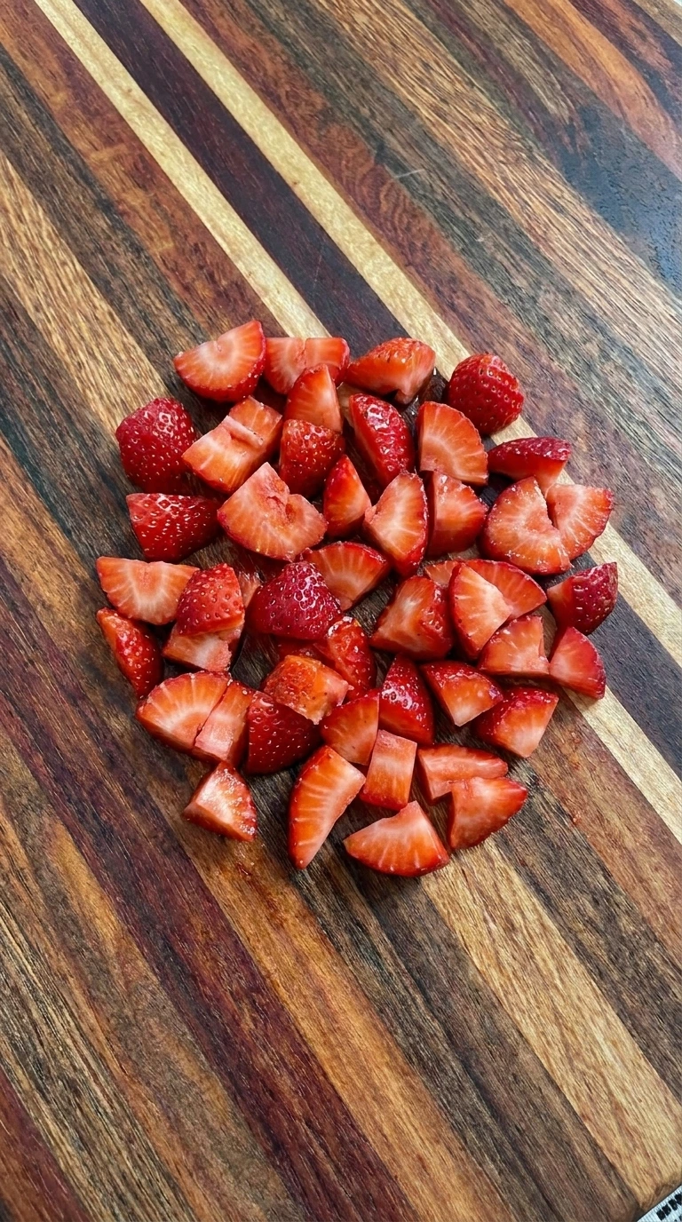 diced strawberries for muffins
