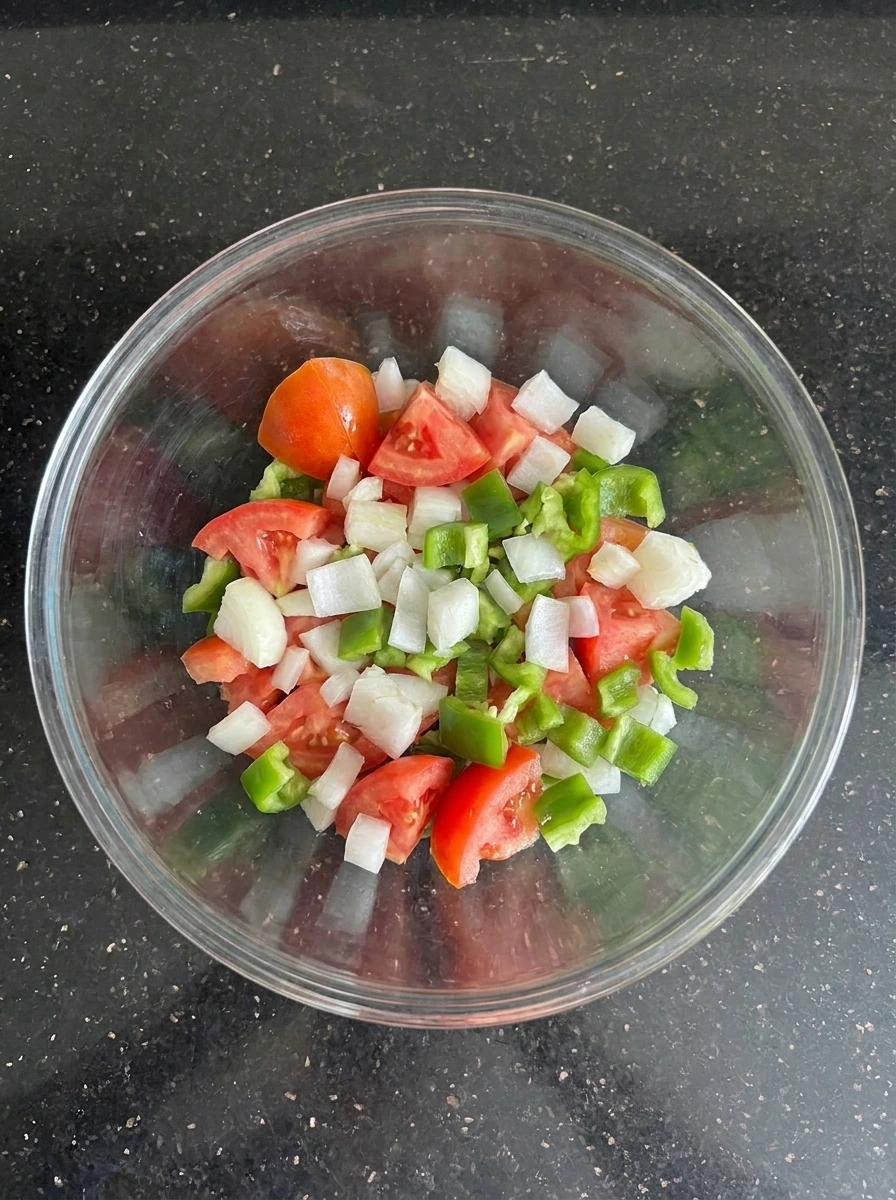 chopped vegetables for cowboy caviar