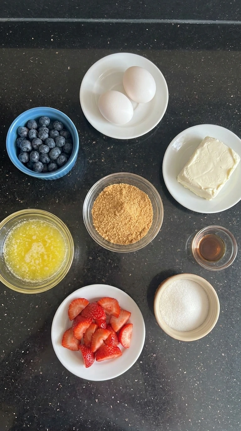 Ingredients for berry cheesecake bars