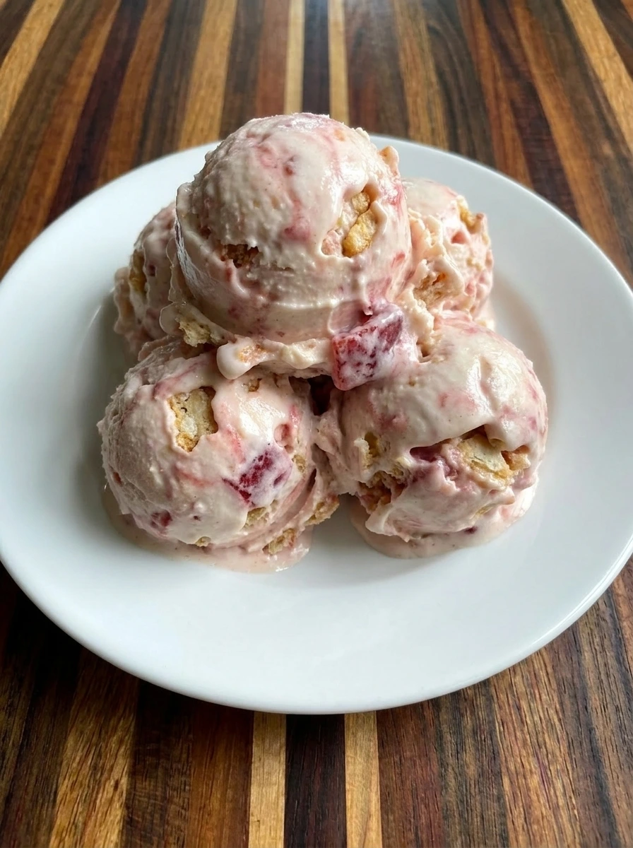 Rhubarb Crisp Ice Cream fold topping