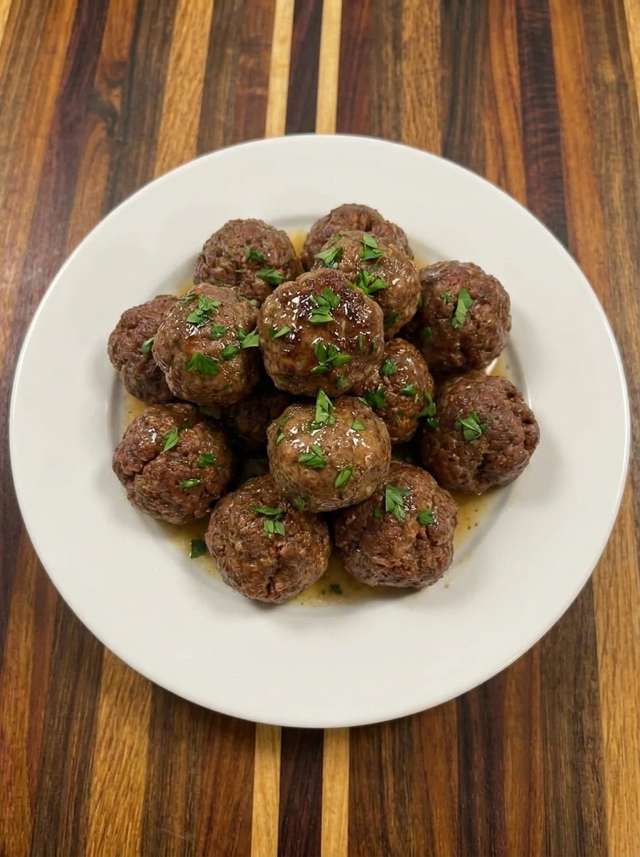 Finished garlic butter meatballs