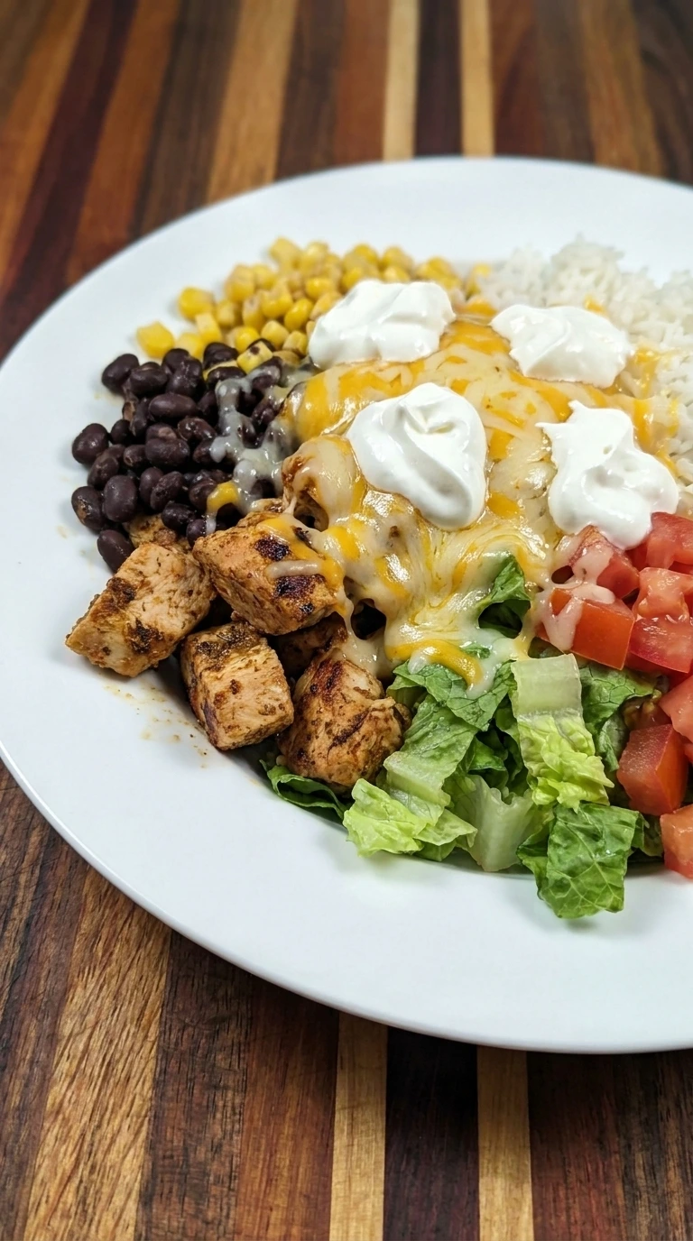Finished chicken taco bowl