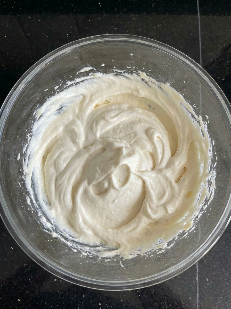 fluffy cheesecake dip mixture with whipped topping