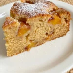 Fresh Peach Cake with golden top and baked peach slices