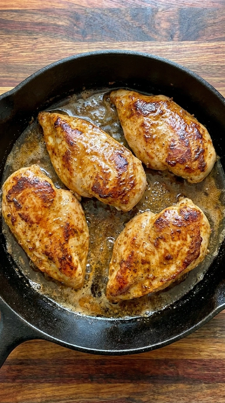 Chicken frying to golden brown