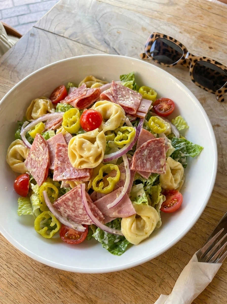 Grinder Tortellini Salad creamy pasta with deli meats