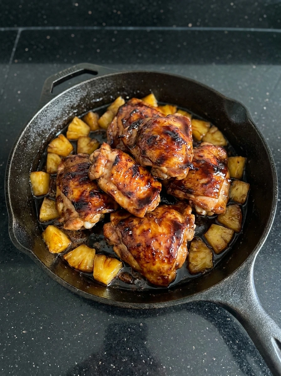 Cooking chicken with pineapple