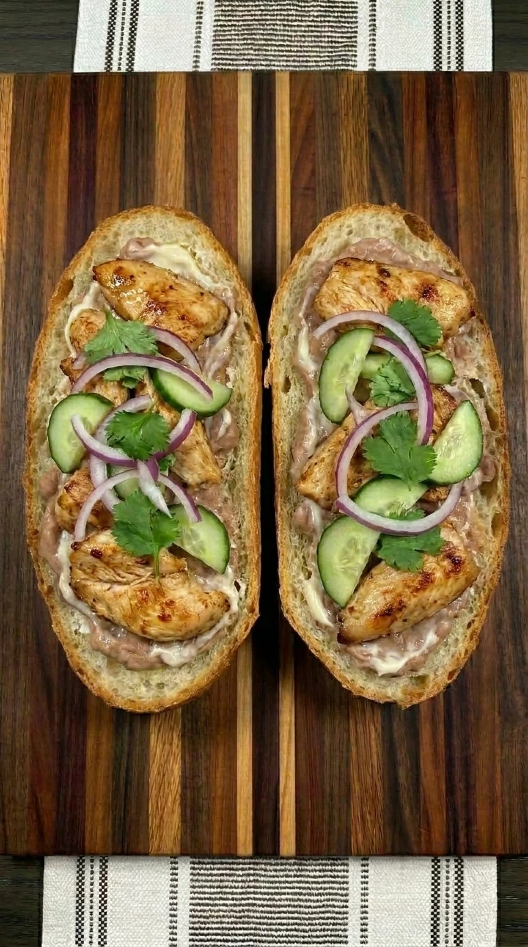 Layered chicken torta sandwich