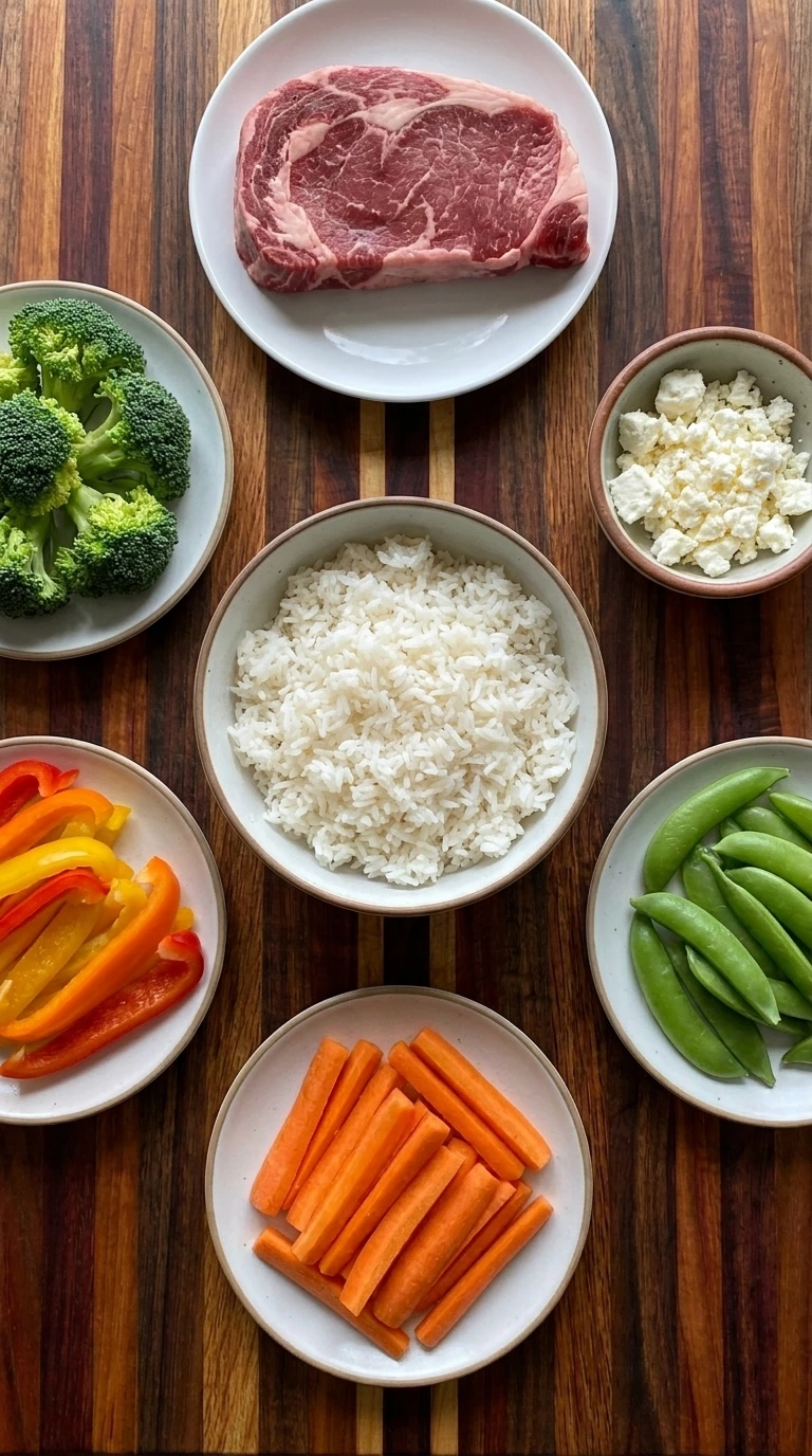 Ingredients for Mediterranean Steak Bowl