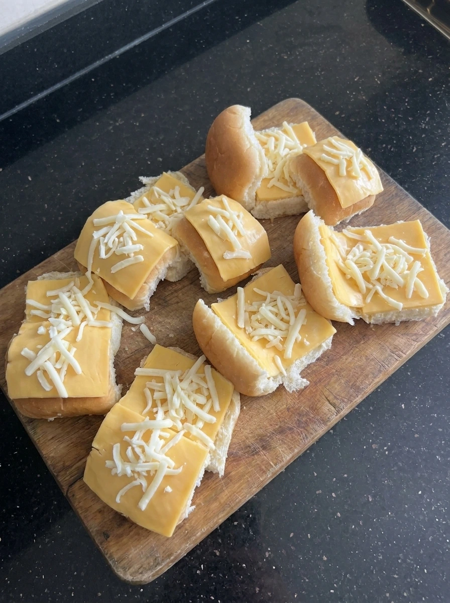 cheese layered inside slider buns