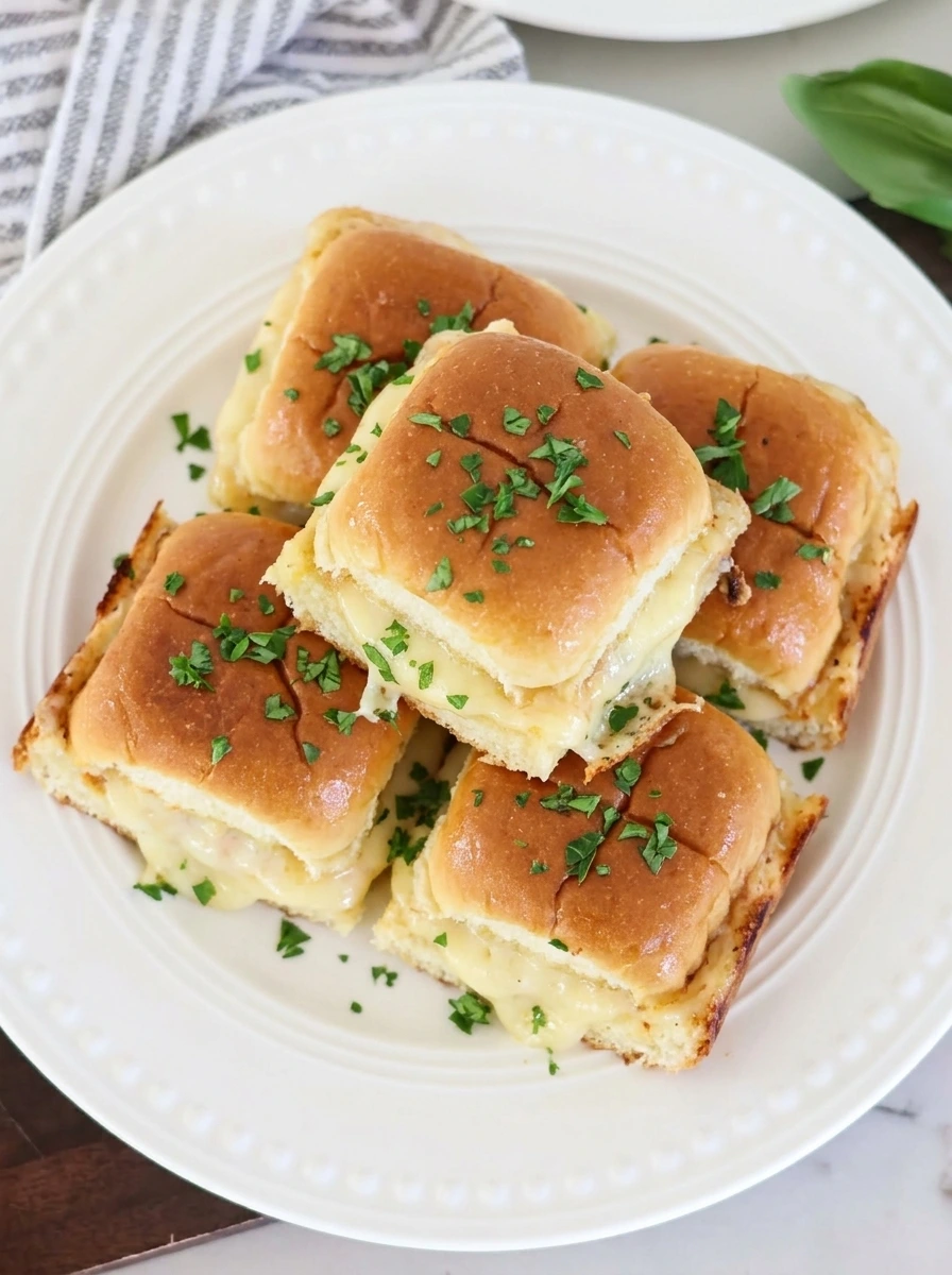 mini grilled cheese sliders served with melted cheese