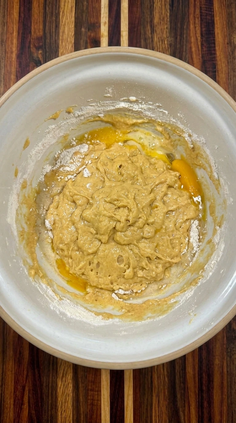Mixing blueberry bread batter