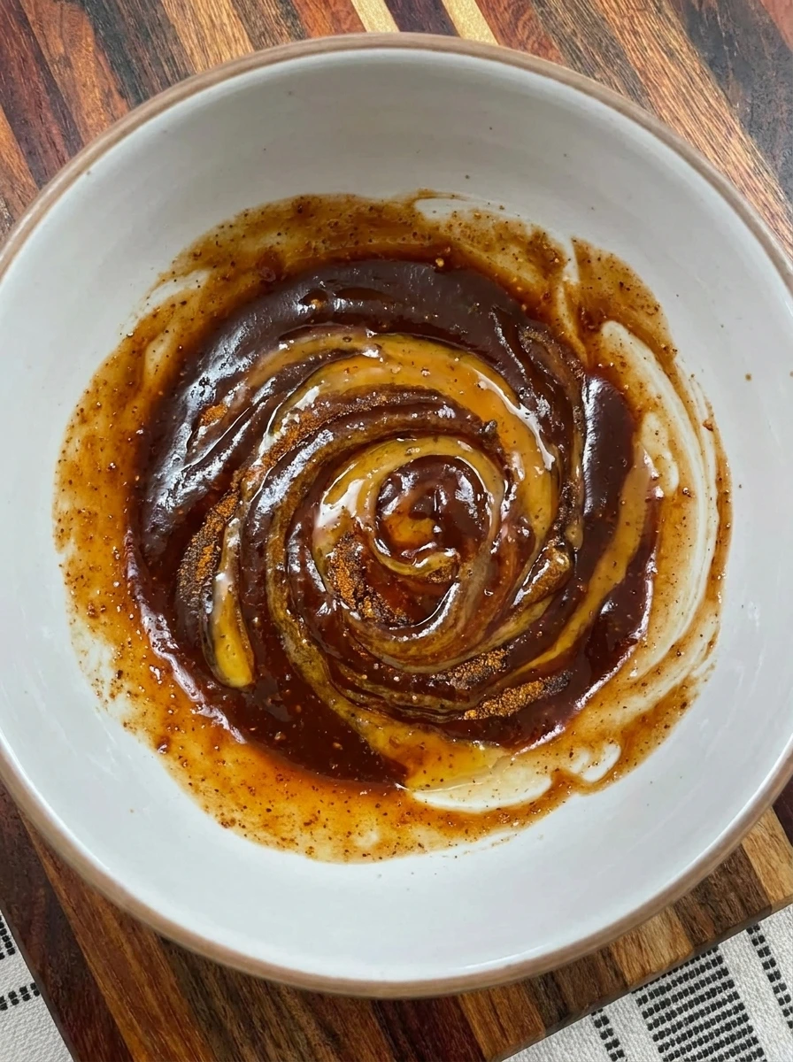 Mixing honey and BBQ sauce