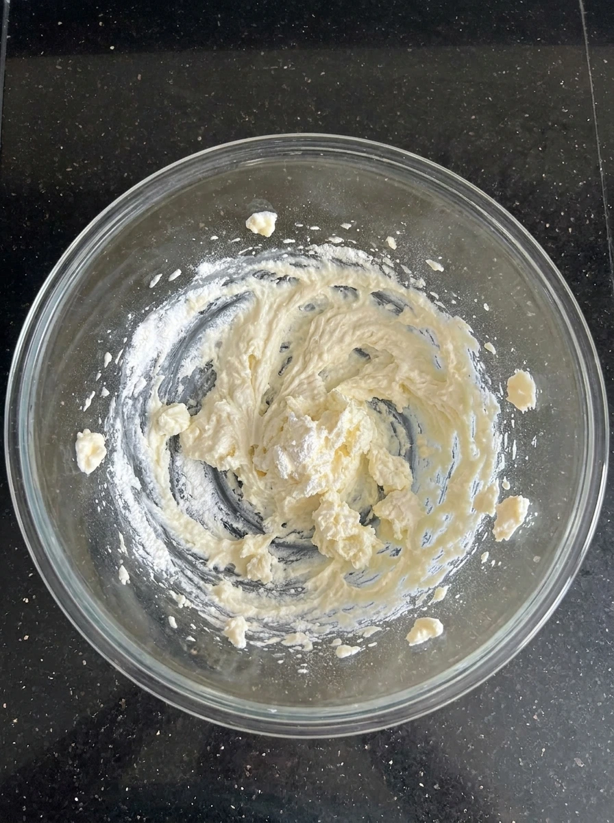 mixing cream cheese and sugar
