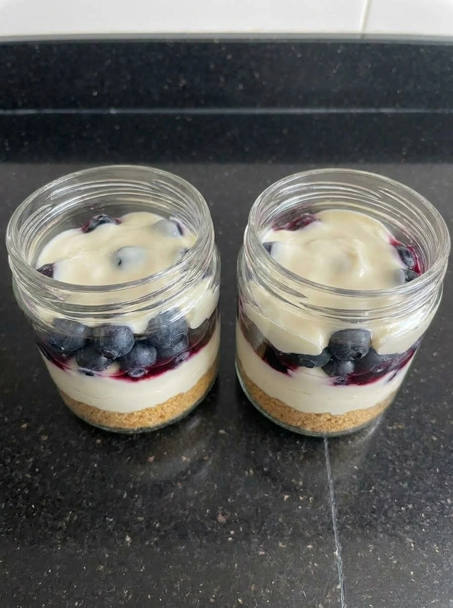 blueberry cheesecake jar layers