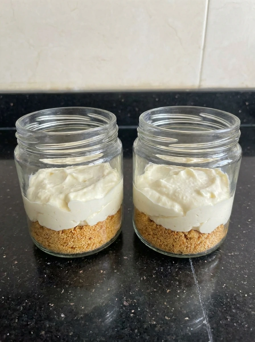 crumb and cream layers in jars