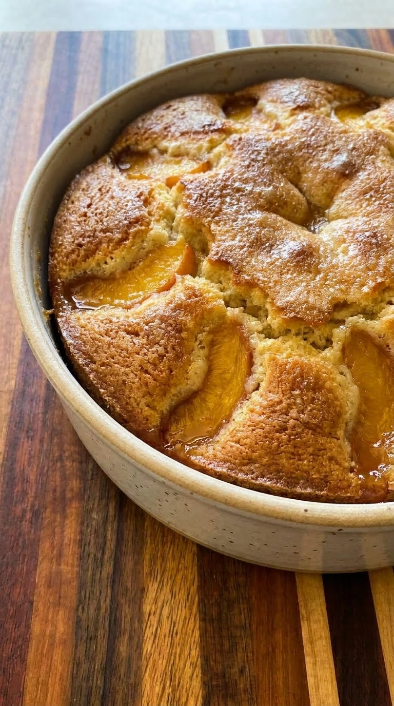 Fresh Peach Cake baked golden