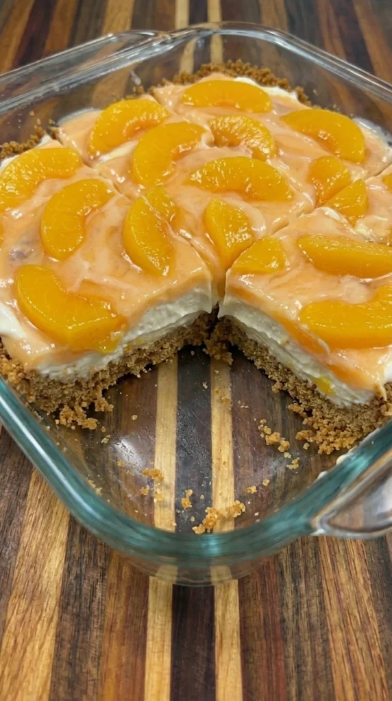 Peach Pretzel Salad Dessert layered sweet and salty treat
