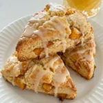 Peach Scones with Almond Glaze fresh baked