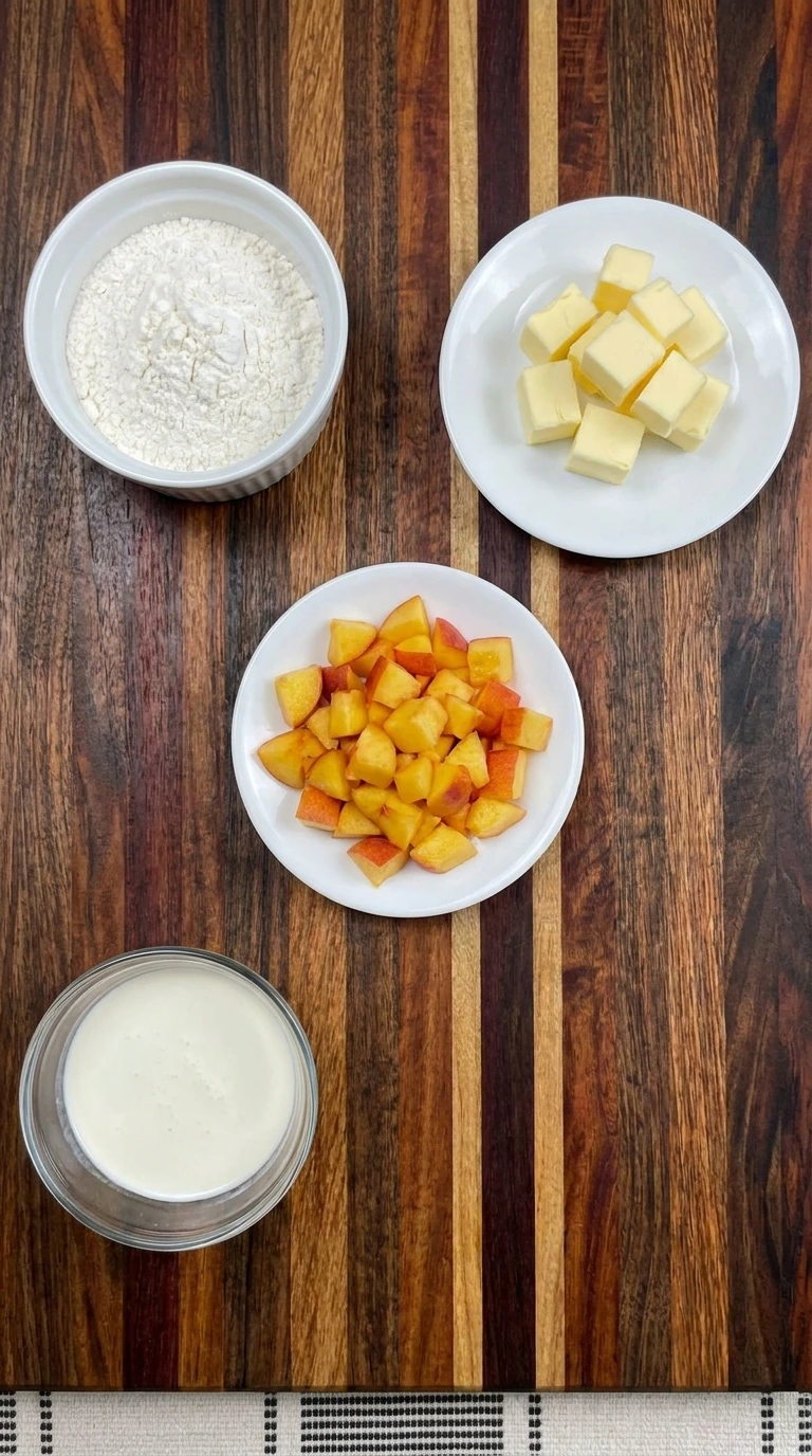 Ingredients for Peach Scones with Almond Glaze