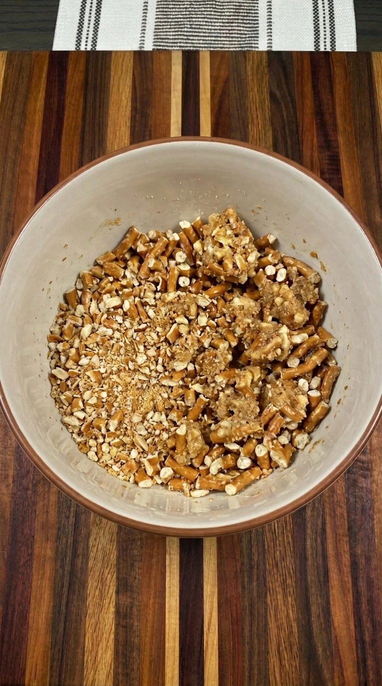 Pretzel crust mixture combined