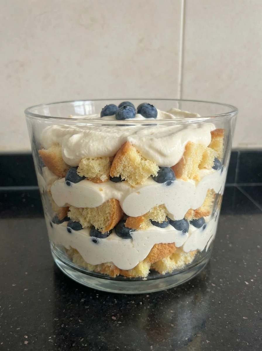 Blueberries on cream
