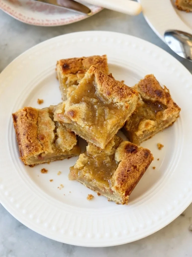 homemade rhubarb bars with golden crust