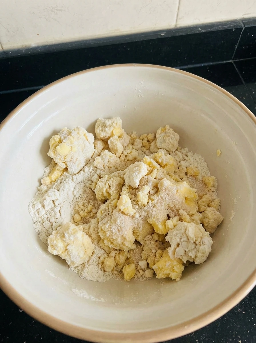 mixing crust for rhubarb bars