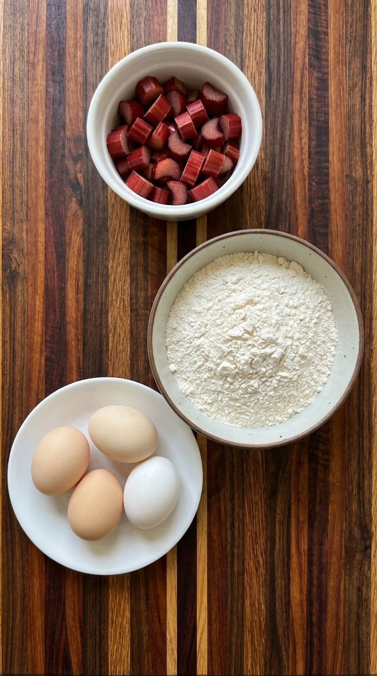 Ingredients for rhubarb cake
