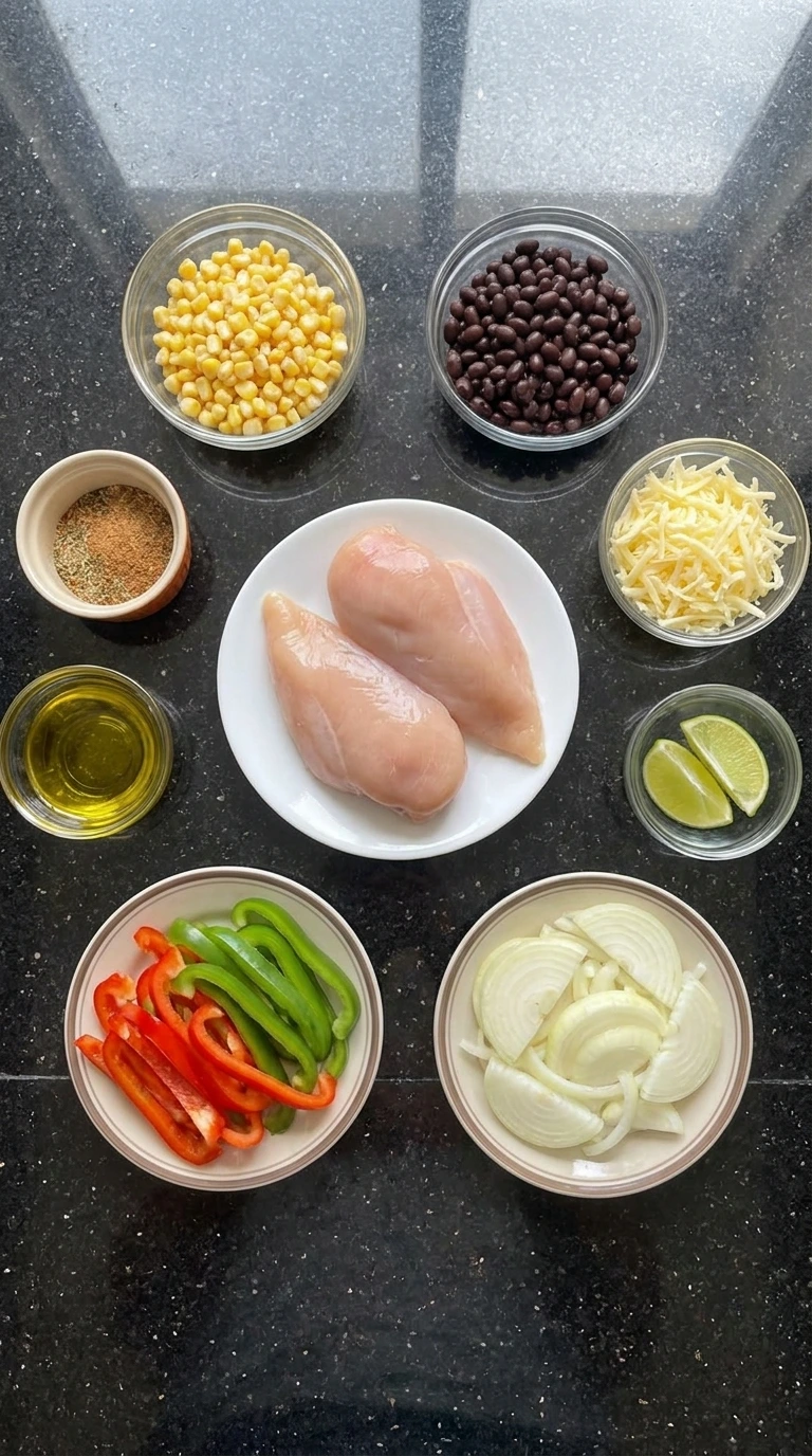 Ingredients for Santa Fe Chicken Foil Packets