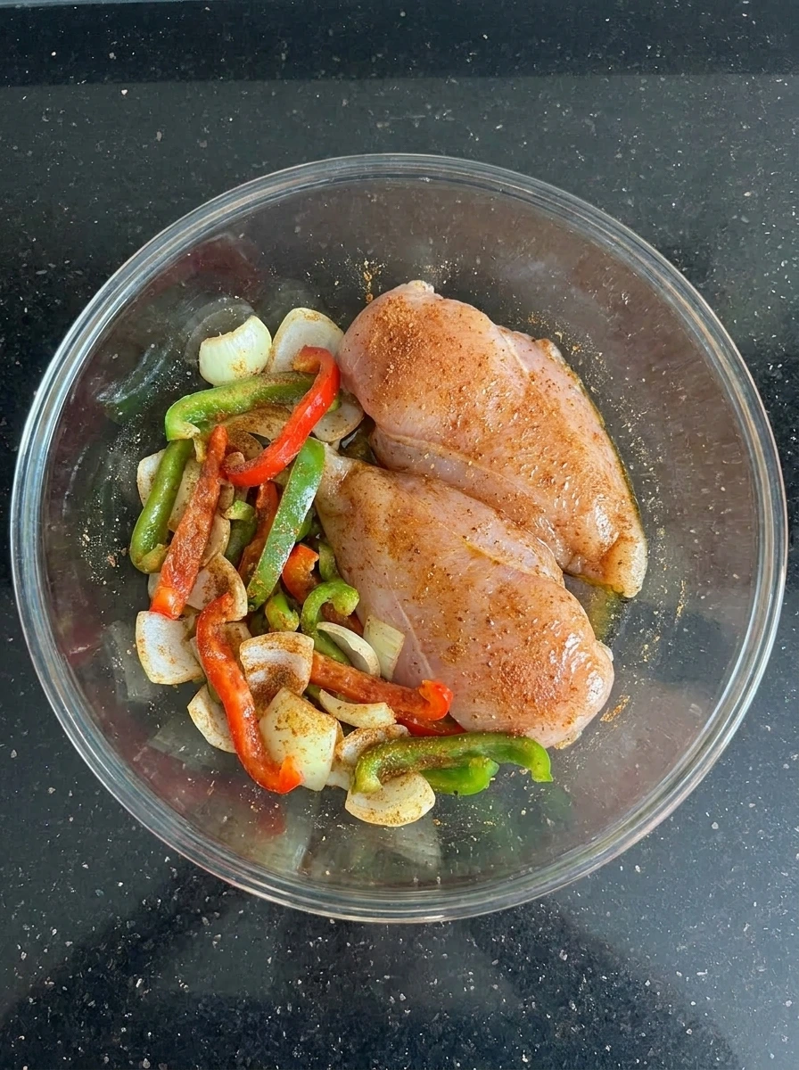 Seasoned chicken and vegetables