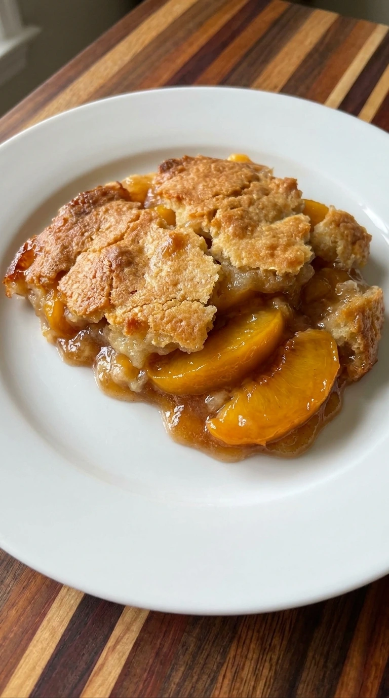 serving peach cobbler